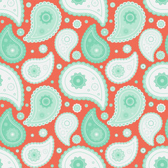 Naklejka premium Medallion floral on meditating ethnic. Romance repetition by paisley seamless. Textured classical trend herb.