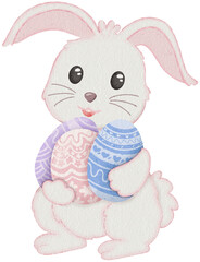 Easter Bunny Holding Eggs coloring illustration