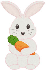 Easter Bunny Holding Carrot coloring illustration