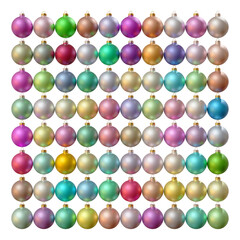 A huge pile of different colorful christmas baubles