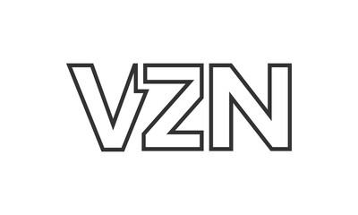 VZN logo design template with strong and modern bold text. Initial based vector logotype featuring simple and minimal typography. Trendy company identity.
