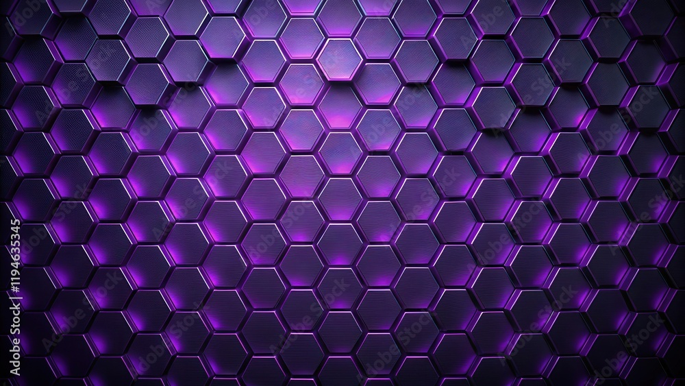 Aufkleber abstract hexagonal pattern with purple glowing edges, ideal for futuristic backgrounds or modern des