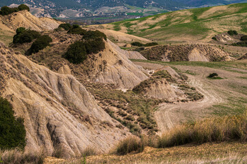 Aliano badlands during a sunny springtime day, Matera, Italy
