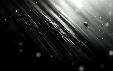 Abstract dark background with light streaks and particles.