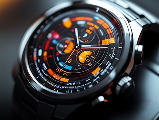 Close-up of a modern smartwatch with a digital display.