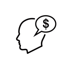 Money thinking icon on transparent background
