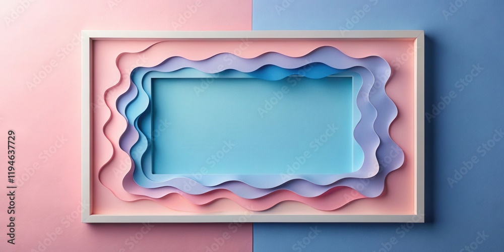 Poster Abstract Pastel Wave Frame Design with Blank Center for Text or Image