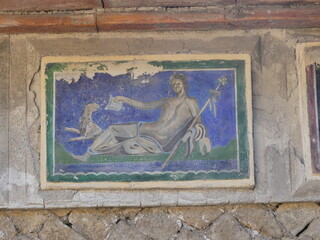 Herculanum Archeological site Napoli Italia  wall painting