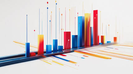 Obraz premium Abstract white background with Colorful charts and graphs with statistics to innovative analyze business potential and forecast future development of companies growth.