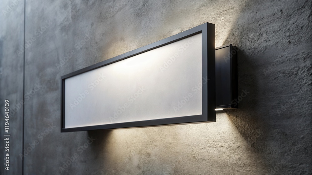 Poster illuminated rectangular wall panel mockup on textured surface