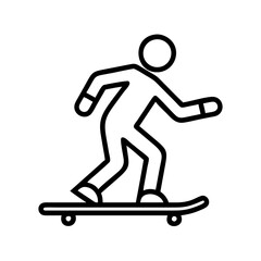 skateboarder silhouette icon, skateboarder silhouette line art - simple line art of skateboarder silhouette, perfect for skateboarder silhouette logos and icons and themed design 