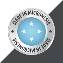 Made in Micronesia badge logo flag sticker 3d vector illustration isolated on white