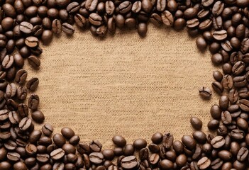 top view of coffee beans background , abstract background . generative ai 