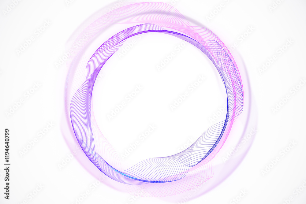 Poster abstract purple wave circle on white background. 3d rendering