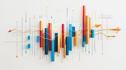 abstract, white, background, colorful, charts, Abstract white background with Colorful charts and graphs with statistics to innovative analyze business potential and forecast future development of com