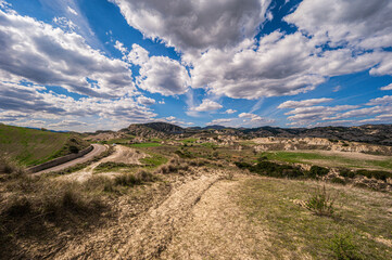 Aliano badlands during a sunny springtime day, Matera, Italy