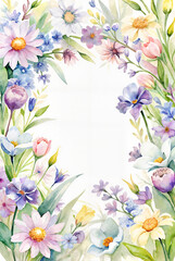 Floral frame with delicate spring flowers