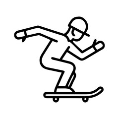 skater doing a nose manual icon, skater doing a nose manual line art - simple line art of skater doing a nose manual, perfect for skater doing a nose manual logos and icons and themed design 