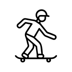 street skater icon, street skater line art - simple line art of street skater, perfect for street skater logos and icons and themed design 