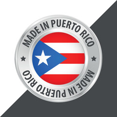 Made in Puerto Rico badge logo flag sticker 3d vector illustration isolated on white