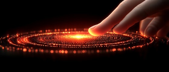 Fingertip activating glowing spiral.