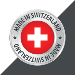 Made in Switzerland badge logo flag sticker 3d vector illustration isolated on white