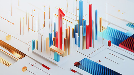 Abstract white background with Colorful charts and graphs with statistics to innovative analyze business potential and forecast future development of companies growth.