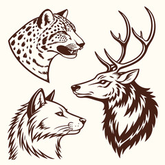 desig na collection of stylized animal faces such eps