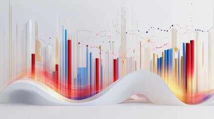 Obraz premium Abstract white background with Colorful charts and graphs with statistics to innovative analyze business potential and forecast future development of companies growth.