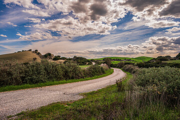 Obraz premium Aliano badlands during a sunny springtime day, Matera, Italy