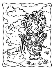 Coloring book for Halloween. Coloring book for children and adults. Spooky coloring. Halloween.