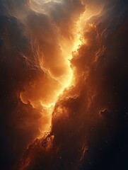 Fiery cosmic cloud formation, glowing energy.