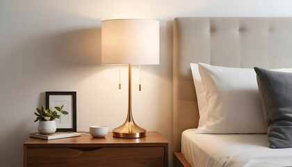 Stylish Corner Bedroom Nightstand with Lamp and Artwork