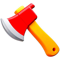 firefighting fire axe tool 3d icon illustration render design, on a transparent background