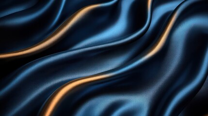 Fototapeta premium Elegant Blue and Gold Silk Drapery: A Luxurious Textured Abstract
