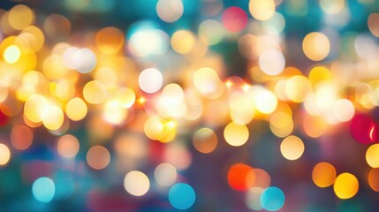 Fototapeta premium Bright and colorful stage lights illuminate the atmosphere with a stunning bokeh effect, enhancing the excitement of the concert