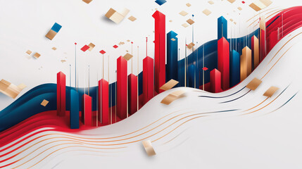Obraz premium Abstract white background with Colorful charts and graphs with statistics to innovative analyze business potential and forecast future development of companies growth.