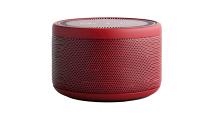 red Wireless portable speaker on transparent background.