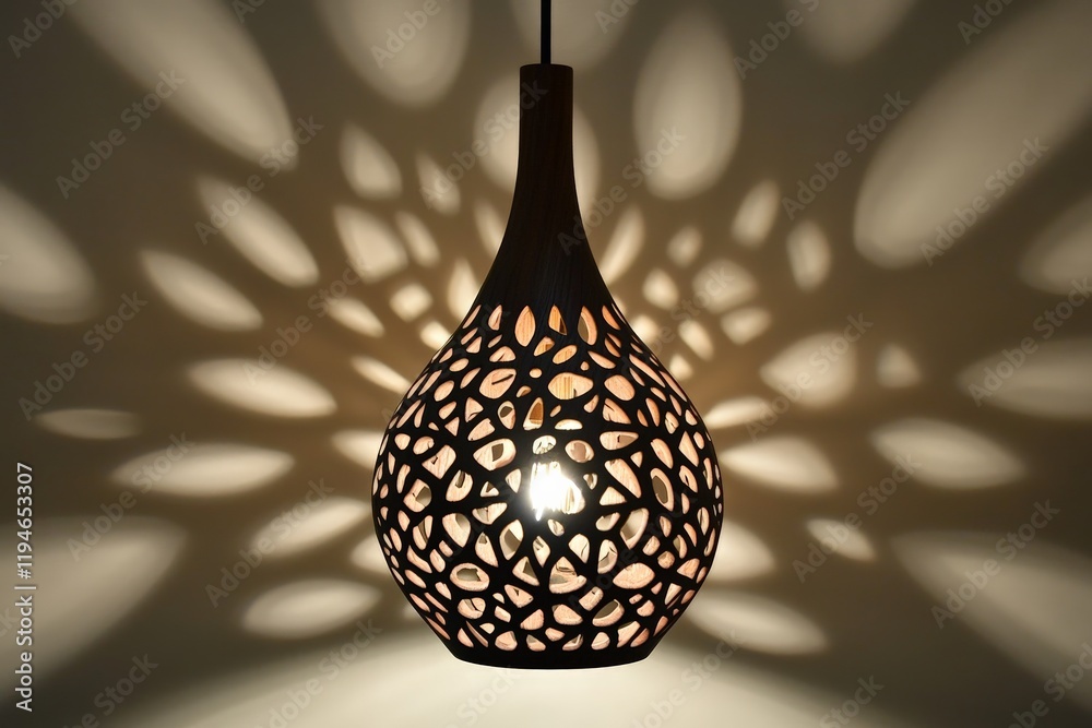 Poster A unique lantern renders stunning light and shadow play with intricate patterns, ideal for artistic interiors, infusing spaces with a sense of warmth and originality.