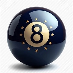 Black billiard ball with number eight