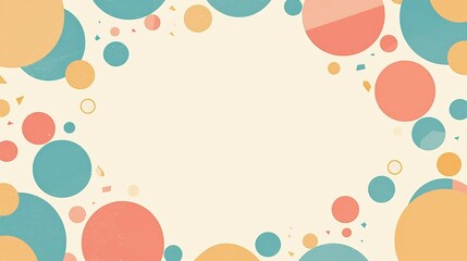 Abstract Pastel Circles Floating on Beige Background.