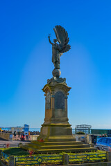 UK, Brighton, 11.1.2025: Angel of Peace statue with sky in the background