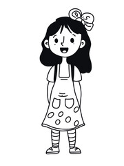 simple line art girl illustration