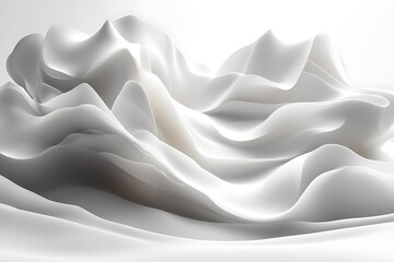 Fototapeta premium Abstract white flowing fabric waves.