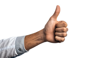 Hand showing thumb up sign, isolated on transparent background