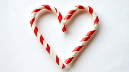 Two red and white striped straws forming a heart shape 