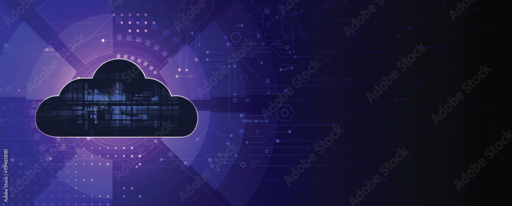 Poster Cloud and computing abstract technology backgeound with circuit elements