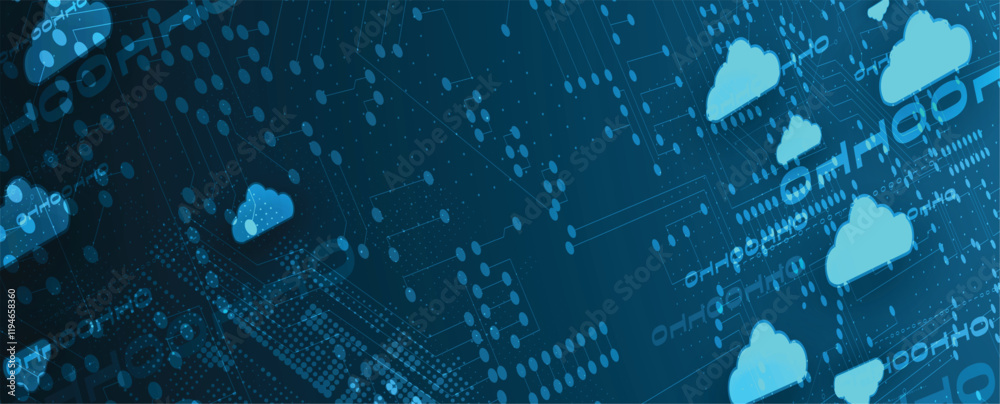 Poster Cloud and computing abstract technology backgeound with circuit elements
