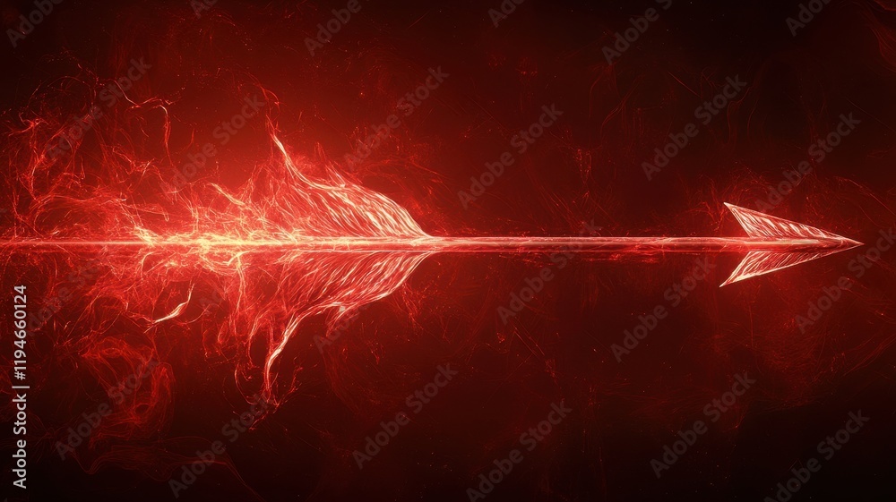Sticker dynamic red flame arrow illustrating standards in graphic design abstract digital art bold concept