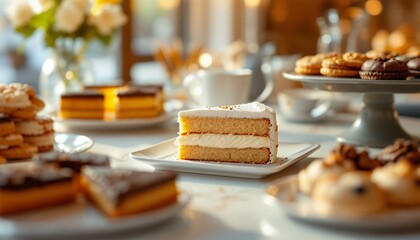 Delicious Cake Slice at a Bakery Cafe